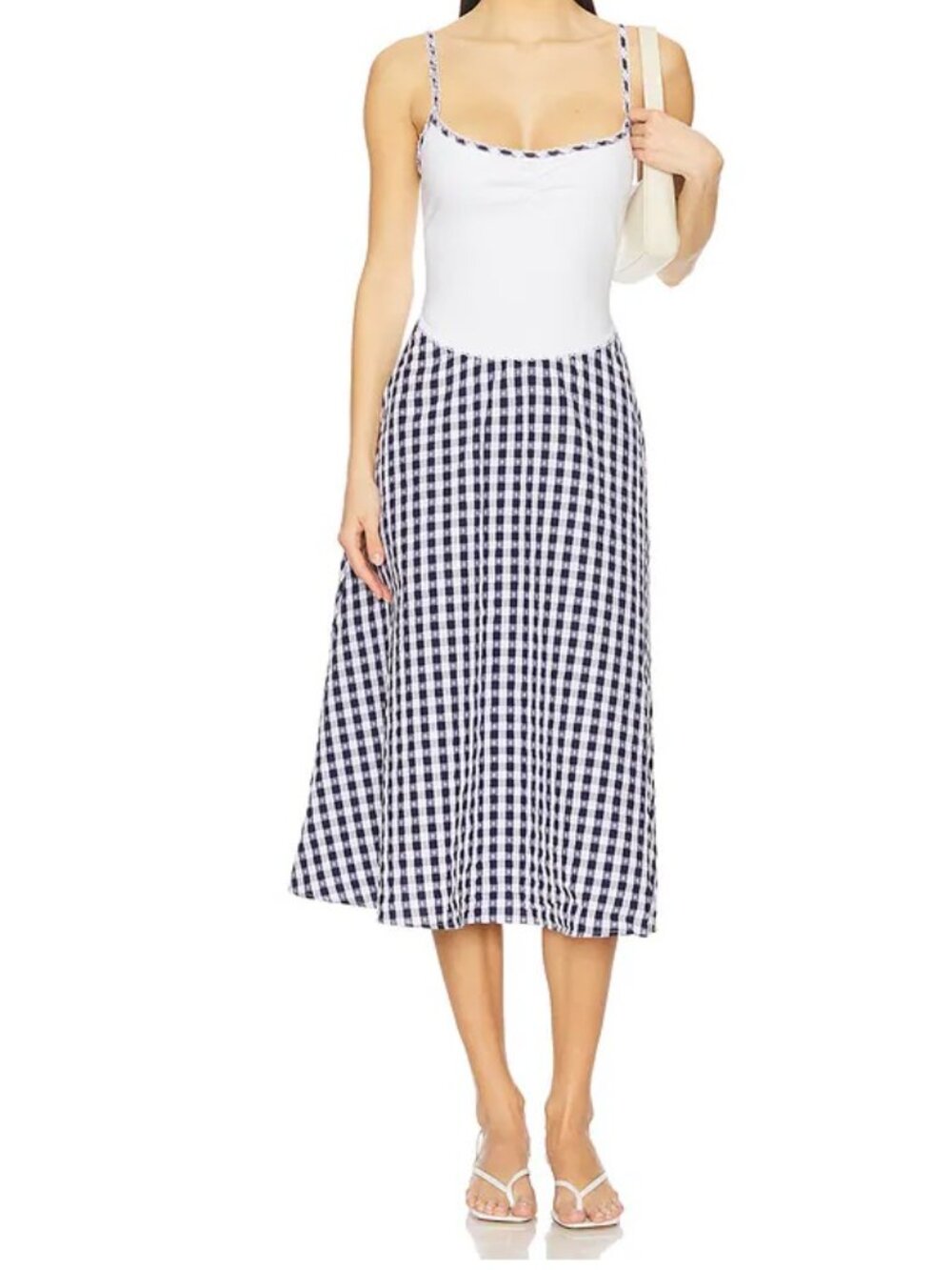 NEW RARE $189 FOR LOVE AND LEMONS GISELLA GINGHAM MIDI DRESS SIZE S